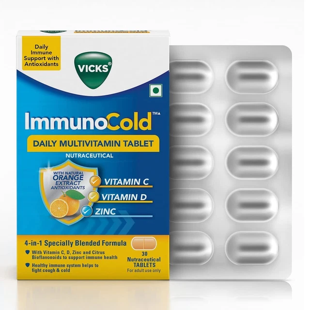 VICKS IMMUNOCOLD 30S Pack, Daily MultiVitamin Tablet, with Vitamin C