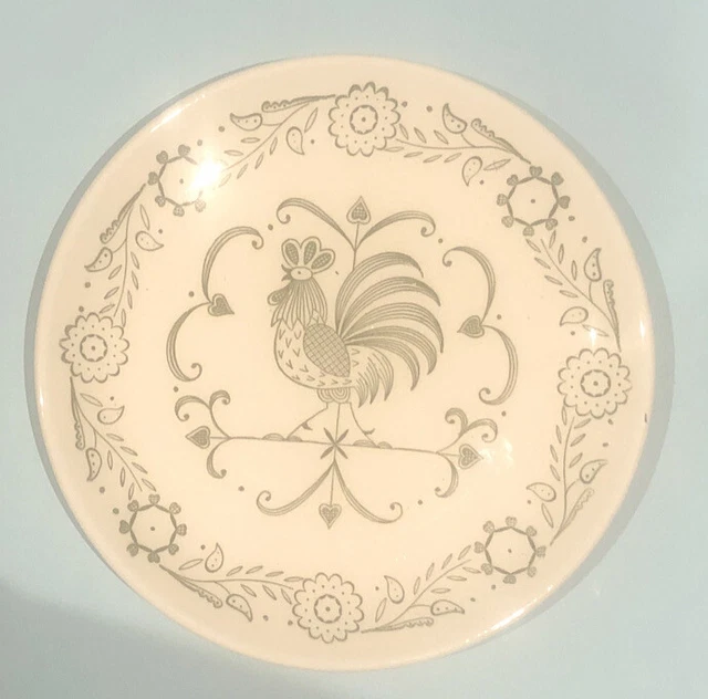 VINTAGE SCIO POTTERY Provincial Green Rooster Individual 6” Bread Plate