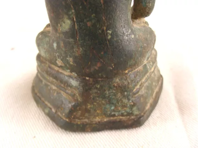 Antique 19C Burmese Bronze Seated Buddha Figure 7