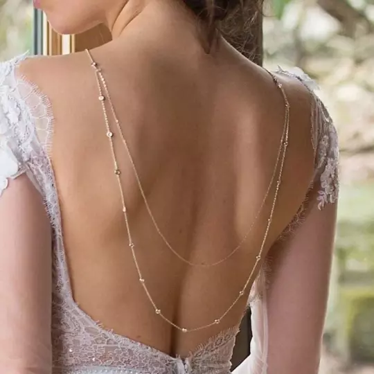 Wedding Bridal Bridesmaid Rhinestone Crystal Necklace Body Back Drop Chain