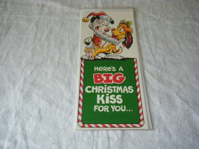 Vintage Comic Greetings Card, Here's a Big Christmas Kiss for you.., 1970's/80's