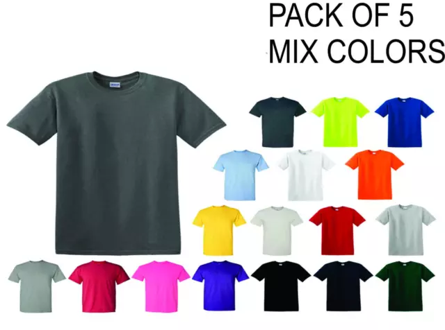 (5 Pack) GILDAN Short Sleeve Mix Colors Plain T Shirts S M L XL 2XL 3XL 4XL 5XL