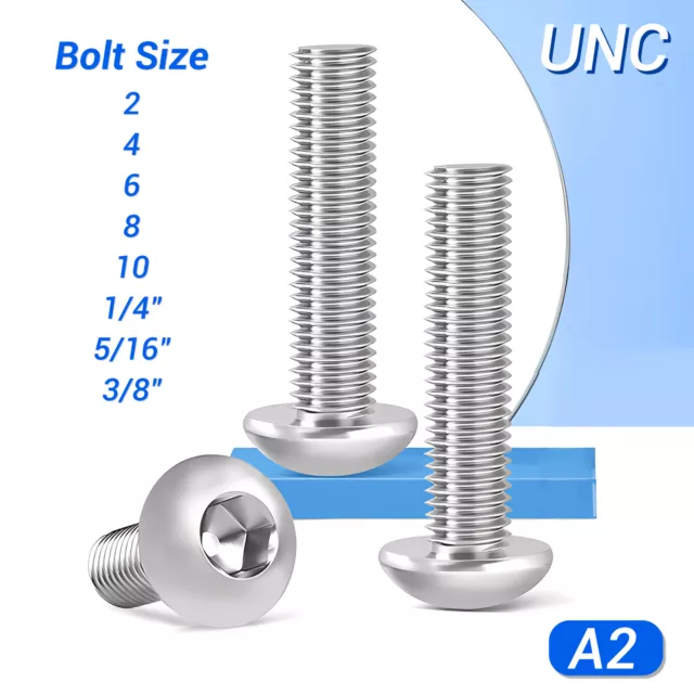 Linsenkopfschraube ISK UNF 2 bis 3/8-16" A2 Edelstahl - Button Head Screw A2