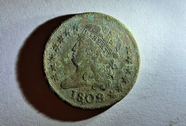 1809 Classic Head Half Cent US 1/2c Copper Penny Coin