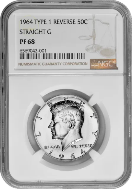 1964 Type 1 Straight G Proof 50C Kennedy Half Dollar NGC PF 68