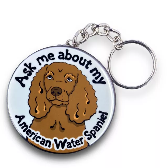 American Water Spaniel Keychain Ask Me About My Dog Key Ring Accessories