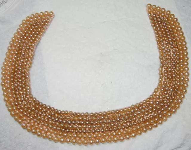 TRULY REGAL ART CRAFT Beaded Collar with Shaded Layers of Faux Pearl Beads~JAPAN