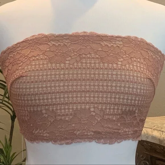 NWT $38 Free People Camilla Bandeau Bralette Small or Large Lace Vintage Rose S 3