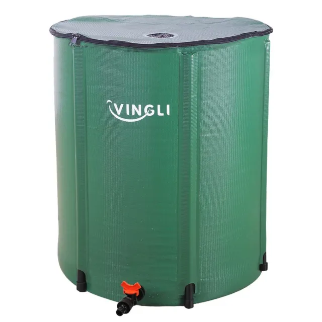 VINGLI 50 Gallon Collapsible Rain Barrel, Portable Water Storage Tank, Rainwa...