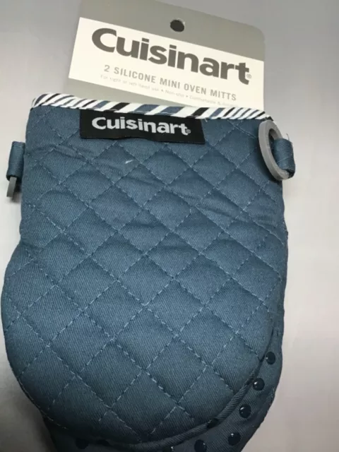 CUISINART MINI OVEN MITTS (2) TURQUOISE QUILTED 100% COTTON NEOPRENE NWT
