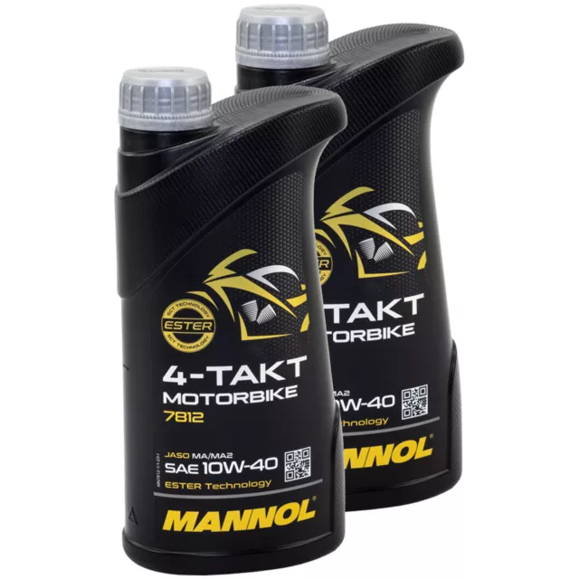 Motorrad Motor Öl Motorbike 4-Takt SAE 10W-40 MANNOL API SL 2x 1 Liter Motoröl