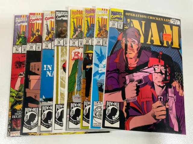 The Nam #72-78 & #81 (Marvel/1992/Vietnam War/012414) Near Full Set Lot Of 8