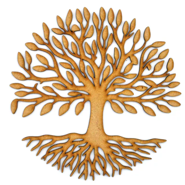 Tree of Life Shape - Hearts & Family Script MDF Wooden Family Tree Blank Craft