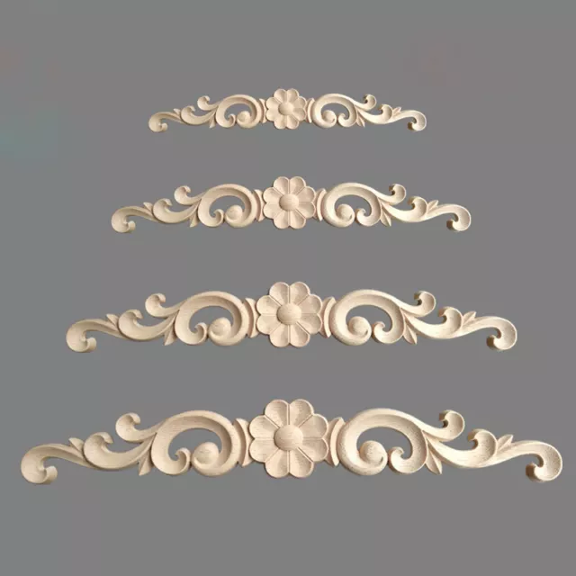 Wooden Carved Applique Furniture Unpainted Mouldings Decal Onlay Home DIY Decor