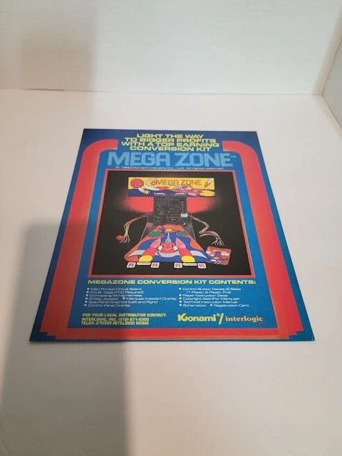 Flyer  KONAMI, MEGA ZONE KIT Arcade Video Game advertisement original see pic