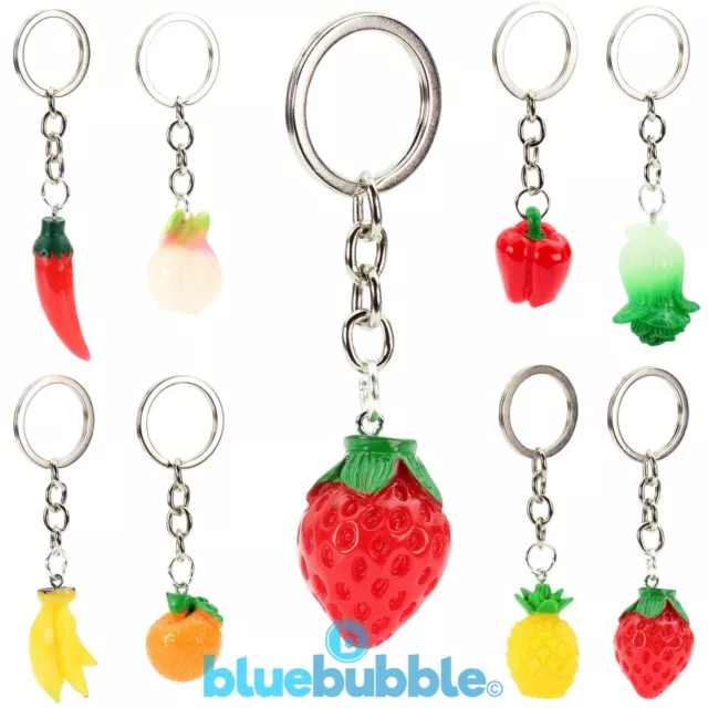 Bluebubble Fruit & Veg Keyring Kitsch Kawaii Retro Funky Food Sweet Novelty Fun