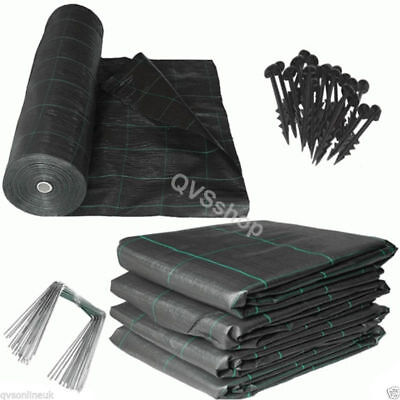 VARIOUS SIZES of HEAVY DUTY GARDEN & DRIVEWAY WEED CONTROL FABRIC + Pegs Option
