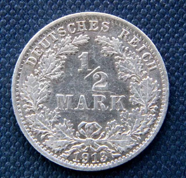 Germany 1/2 mark,1913-A, silver coin