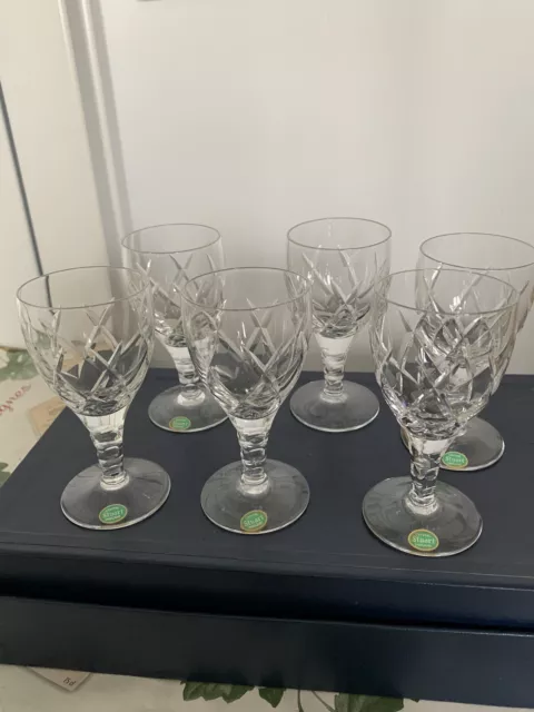 Set Of 6 Stuart Crystal Beau Sherry Port Glasses Signed