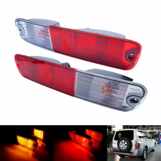 Fit Mitsubishi Pajero Shogun Rear Bumper Reflector Light L&R 02-06 V73 V77 Pair