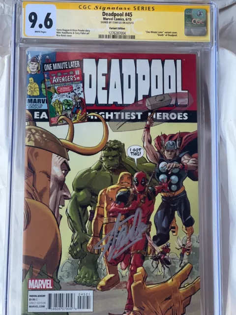 Deadpool #45 Variant Signed By Stan Lee 9.6 CGC SS Yellow Label Graded Comic