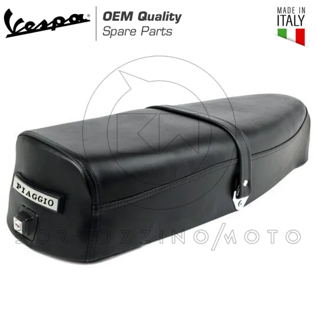 Sella Con Molle Vespa Px 125 150 200 1 Serie Nera Con Targhetta Scritta Piaggio