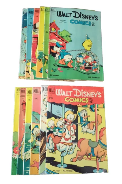 Complete Volume 11 Disney's Comics And Stories Lot  1950 Golden Dell #121-132