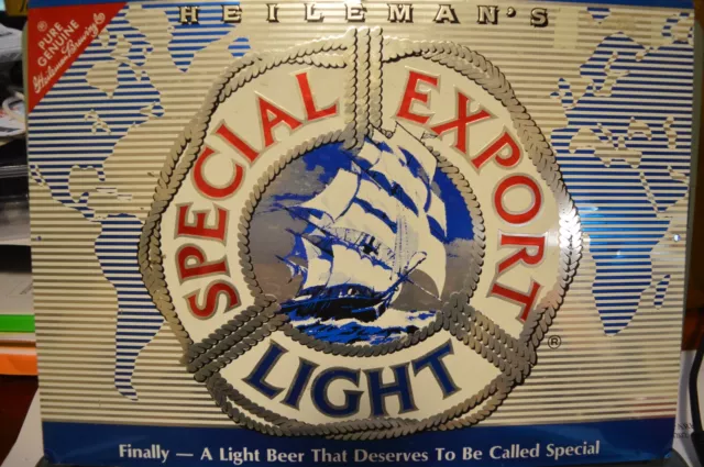 Vintage 1980s Special Export Light Metal Beer Sign - G. Heileman Brewing Co.