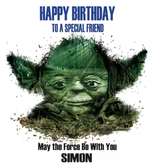 Star Wars Yoda PERSONALISED Birthday Card - dad son brother grandson name age