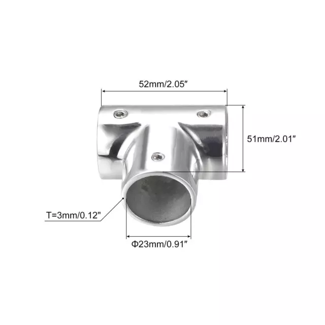 Pulido de 3 vías 316 de acero inoxidable en T Rail para 23 mm / 0.9 "OD 2