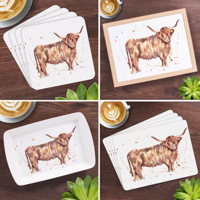 Country Life Cow Food Serving Tray Kitchen Tableware Laptray Coasters Placemats