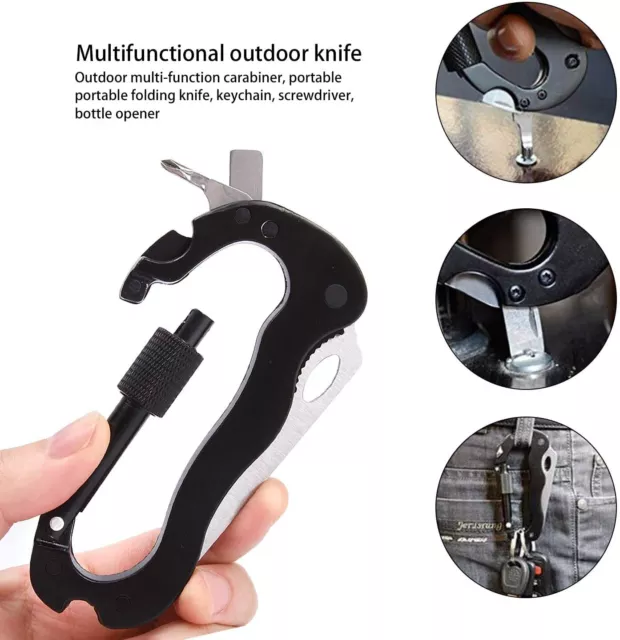 EDC Tactical Knives Survival Gear Carabiner for Outdoor Camping Hunting Tool-Men 2