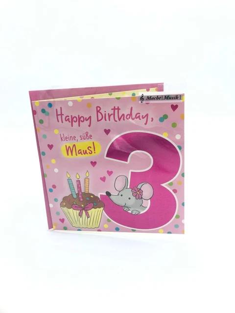 Biglietto Musicale Per 3° Compleanno - Depesche 11515-005 Con Canzone E Busta, Formato 15,5x15,5 Cm