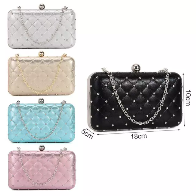 Womens Designer Style Quilted Clutch Bag Ladies Evening Party Handbag Purse