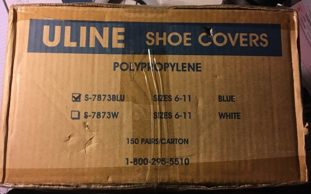 Uline Shoe Covers S-7873 BLUE 150 pairs Size 6-11