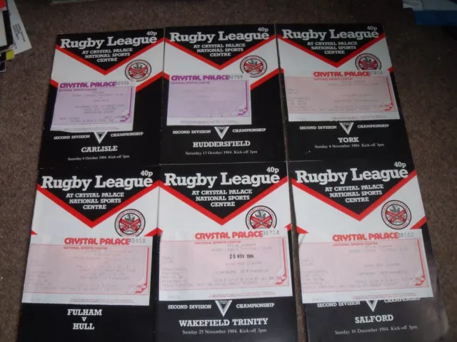 Fulham Rugby League Programme & Match Ticket Collection 1984/85 Homes X 6