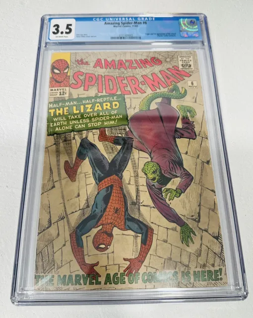 AMAZING SPIDER-MAN #6 CGC 3.5! Origin and 1st Appearance of The Lizard (1963)