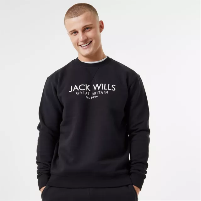 Jack Wills Belvue Graphic Logo Crew Neck Sweatshirt Mens Gents Pullover T Shirt