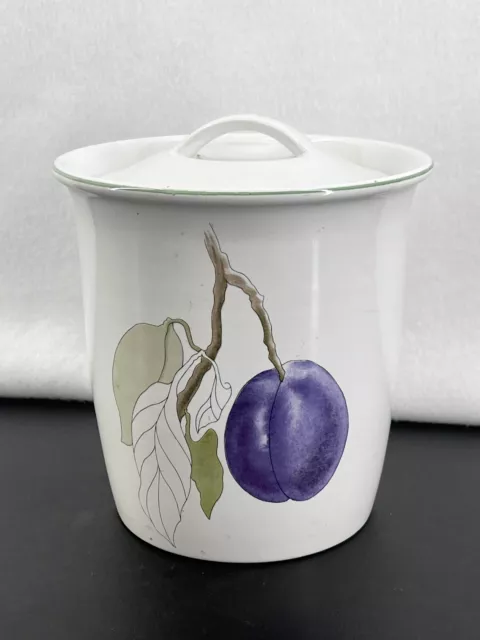 Vintage Block Bernarda (Mary Lou Goertzen) Watercolors Plum 6" Lidded Canister 3