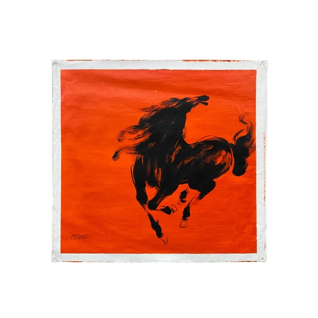 Oil Paint Canvas Art Black Artistic Racing Horse Wall Decor Painting ws3435S