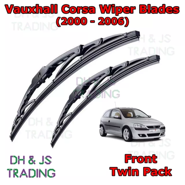 (00-06) Vauxhall Corsa C Front Wiper Blades Window Windscreen Set Mk2 Van Opel