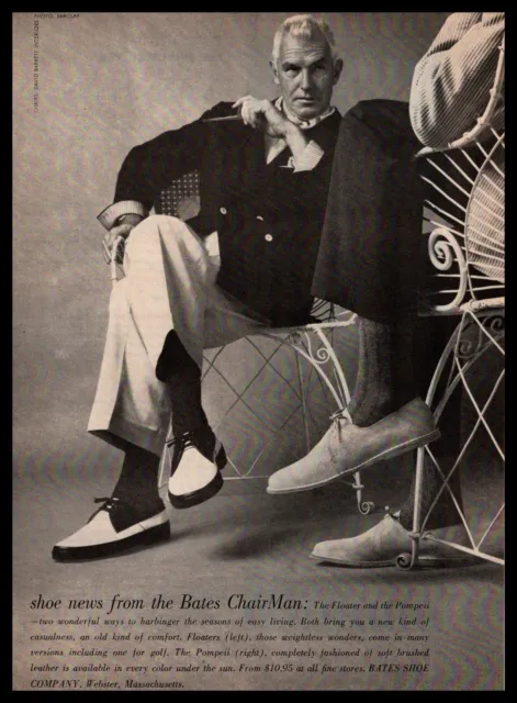 1960 Bates Shoe Company Webster Massachusetts Pompeii & Floaters Shoes Print Ad