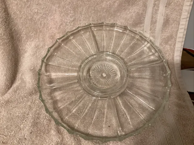 Jeannette Glass DEWDROP Clear 5-part Relish Dish Serving Plate Tray Lazy Susan