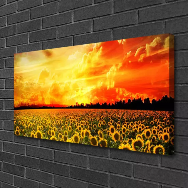 Leinwand-Bilder 100x50 Wandbild Canvas Kunstdruck Wiese Sonnenblumen Pflanzen