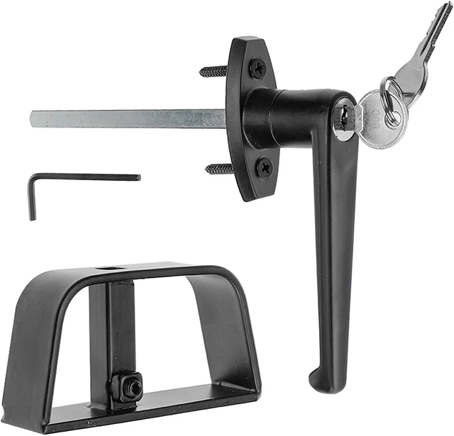 Shed Door Latch L-Handle Lock Kit with 2 Keys, 4-1/2" Stem Shed Lock Barn Door L