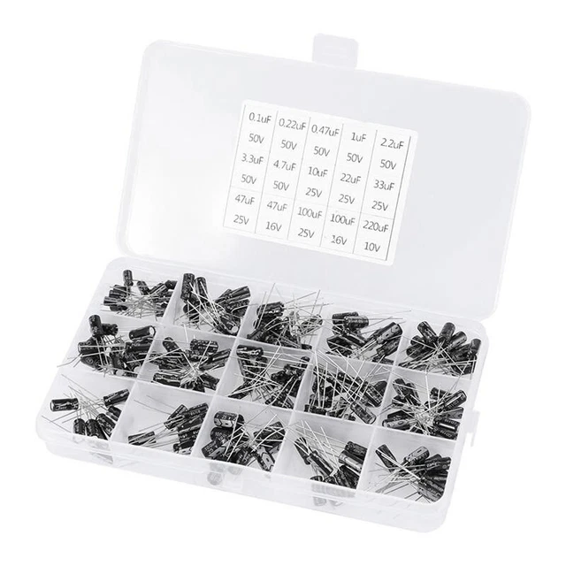200 Kit D'Assortiment de Condensateurs Électrolytiques Pcs 0.1Uf-220Uf avec