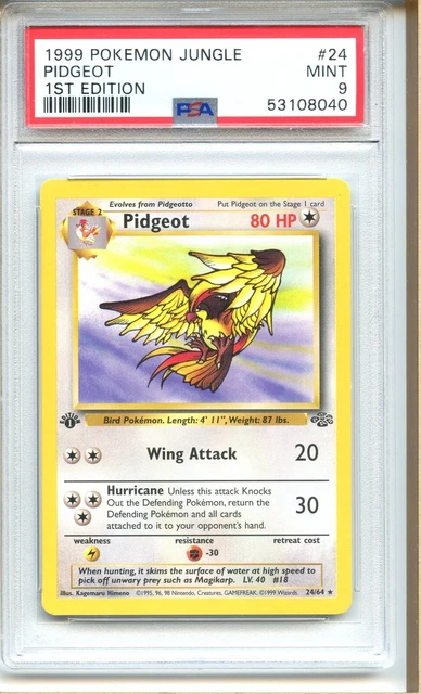 PSA 9 MINT Pidgeot 24/64 1st Edition Jungle Non-holo WOTC Vintage Pokemon Card