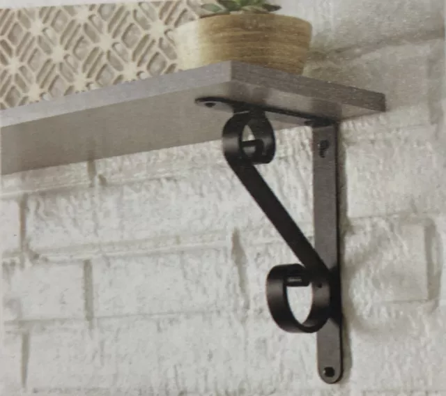 StyleWell Lot of 6 Matte Black Bold Scroll Decorative Shelf Brackets NEW