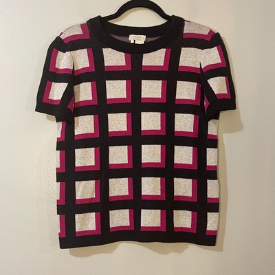 KATE SPADE Short Sleeve Color Block Square Sweater / Size - Small