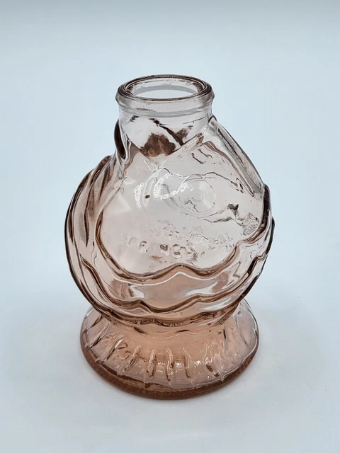 Adorable Vintage Wheaton NJ Glass Co Pink Fish Shaped Bottle Tuscan Springs CA